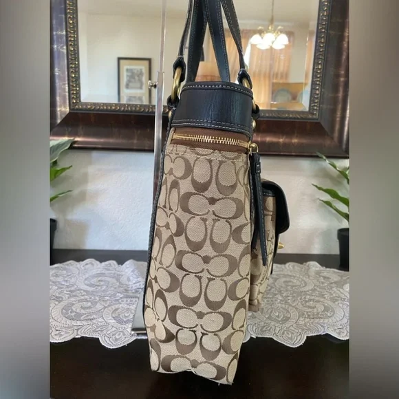 Coach Vintage Legacy 65th Anniversary Gigi turnlock tote bag,brown,black leather - Picture 5 of 16